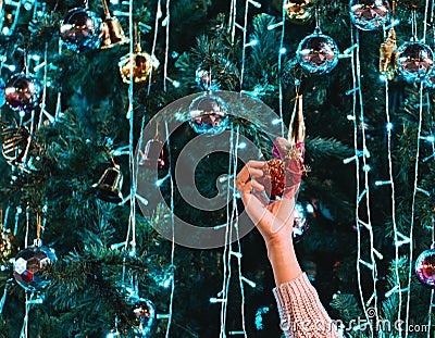 The girl with the Christmas Stock Photo